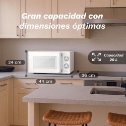 Grunkel MWG-20MG microondas Blanco Microondas con grill Encimera 20 L 700 W