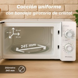 Grunkel MWG-20MG microondas Blanco Microondas con grill Encimera 20 L 700 W