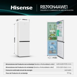 Hisense RB390N4AWE1 nevera y congelador Independiente 304 L Blanco