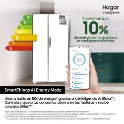 Samsung Frigorífico Americano Bespoke AI 178cm 640L Clase E Inox RS70F64KETEF