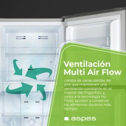 Aspes AF1675501ENFX nevera y congelador Independiente 251 L Acero inoxidable