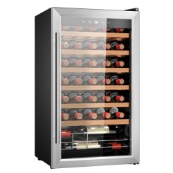 Cecotec 02716 enfriador de vino Nevera de vino Independiente Negro, Plata, Transparente 34 botella(s)