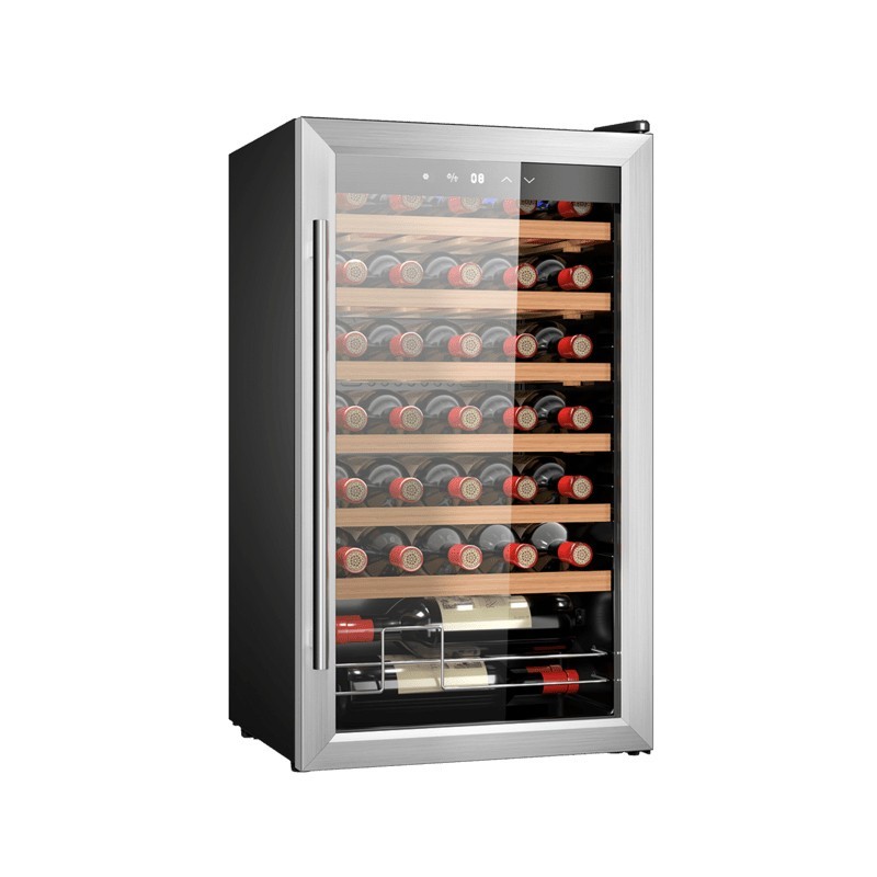 Cecotec 02716 enfriador de vino Nevera de vino Independiente Negro, Plata, Transparente 34 botella(s)