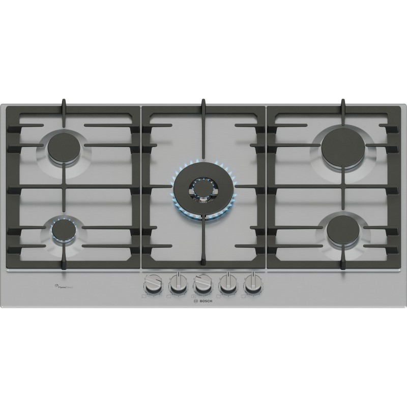 Bosch Serie 6 PCR9A5I90 hobs Acero inoxidable Integrado 90 cm Encimera de gas 5 zona(s)