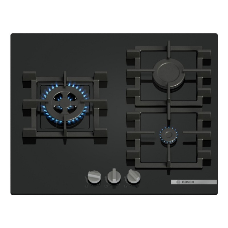 Bosch Serie 4 PNC6B6K40 hobs Negro Integrado 60 cm Encimera de gas 3 zona(s)
