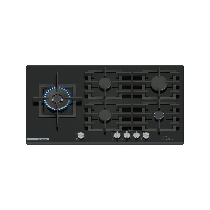 Bosch Serie 8 PRS9A6H40 hobs Negro Integrado 90 cm Encimera de gas 5 zona(s)