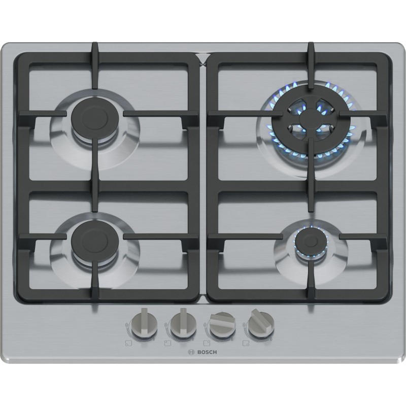 Bosch Serie 4 PGH6B5K90 hobs Acero inoxidable Integrado 60 cm Encimera de gas 4 zona(s)