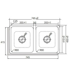 CATA CB 2 Armario de lavamanos Rectangular Acero inoxidable