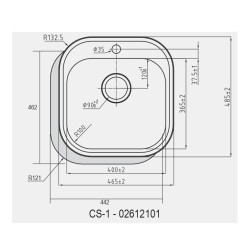 CATA CS-1 Lavabo sobre-encimera Rectangular Acero inoxidable