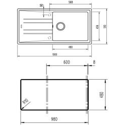 Teka Stone 60 L-TG 1C 1E Fregadero empotrado Rectangular
