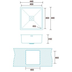 Edesa Makalu BE 40x40 1C Plus R-10 Fregadero empotrado Plaza Acero inoxidable