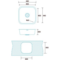 Edesa Fuji BE 40x40 1C Plus Fregadero empotrado Rectangular Acero inoxidable