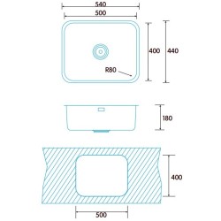 Edesa Fuji BE 50x40 1C Fregadero empotrado Rectangular Acero inoxidable