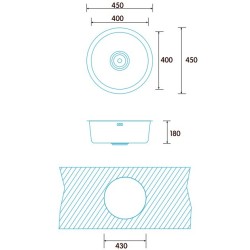 Edesa K2 SE 45 1C Lavabo sobre-encimera Círculo Acero inoxidable