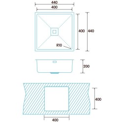 Edesa Makalu BE 40x40 1C R-10 Fregadero empotrado Plaza Acero inoxidable