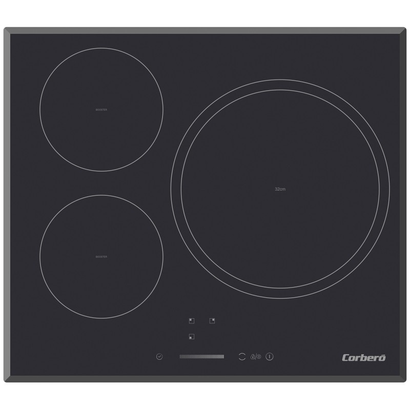 Corbero CCIM3FBS320 hobs Negro Integrado 59 cm Con placa de inducción 3 zona(s)