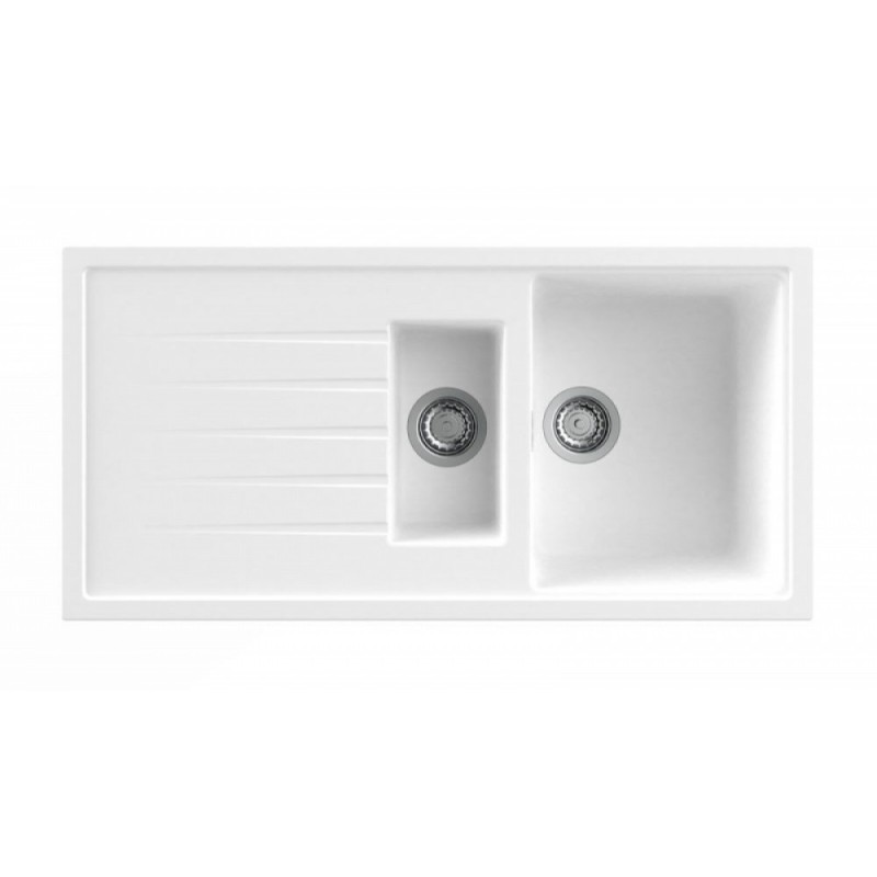 Nodor NorGranite 100.50 1B 1 2B 1D WH Lavabo sobre-encimera Rectangular Granito
