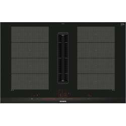 Siemens iQ700 EX875LX67E hobs Negro, Acero inoxidable Integrado 80 cm Con placa de inducción 4 zona(s) Campana integrada