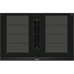 Siemens iQ700 EX875LX67E hobs Negro, Acero inoxidable Integrado 80 cm Con placa de inducción 4 zona(s) Campana integrada