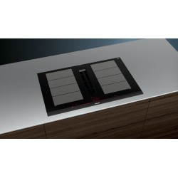 Siemens iQ700 EX875LX67E hobs Negro, Acero inoxidable Integrado 80 cm Con placa de inducción 4 zona(s) Campana integrada