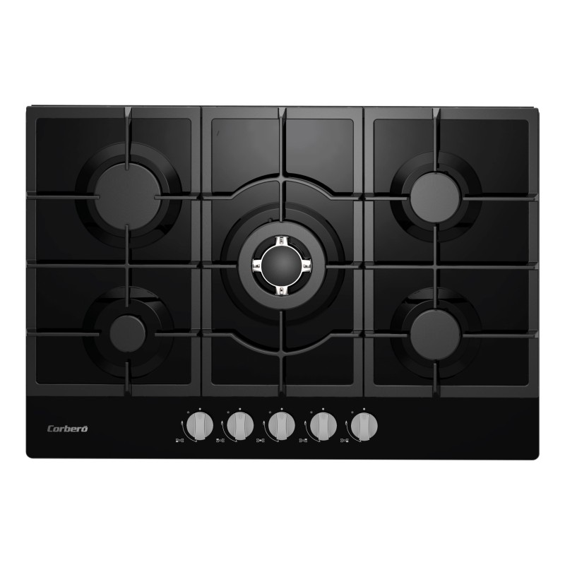 Corbero CPCGM5F5021N hobs Negro Integrado 75 cm Encimera de gas 5 zona(s)