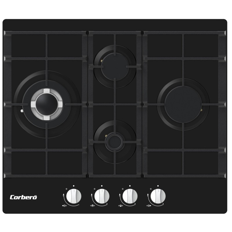 Corbero CPCGM4F4121N hobs Negro Integrado 60 cm Encimera de gas 4 zona(s)