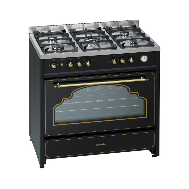 Meireles G 914 BL Cocina independiente Gas Encimera de gas Negro, Oro, Acero inoxidable