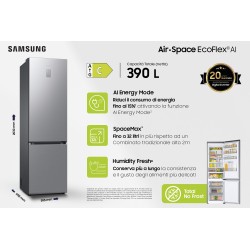 Samsung RB38C776CS9 EF nevera y congelador Independiente 390 L Acero inoxidable