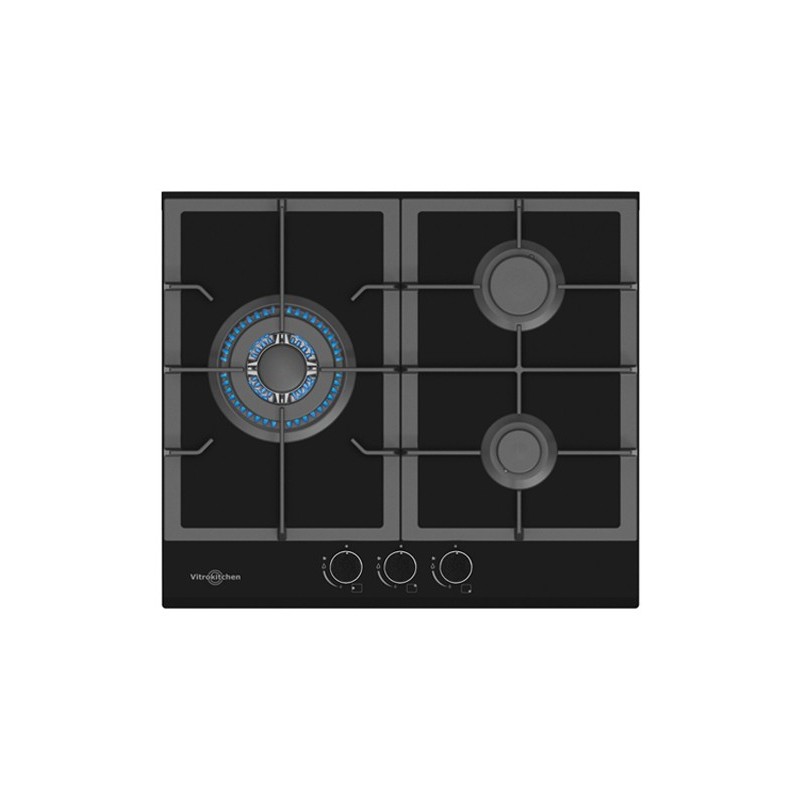 Vitrokitchen CG65NB Negro Integrado 58 cm Encimera de gas 3 zona(s)