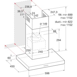 Indesit IHBS 6.5 LM X campana De pared Acero inoxidable 432 m³ h