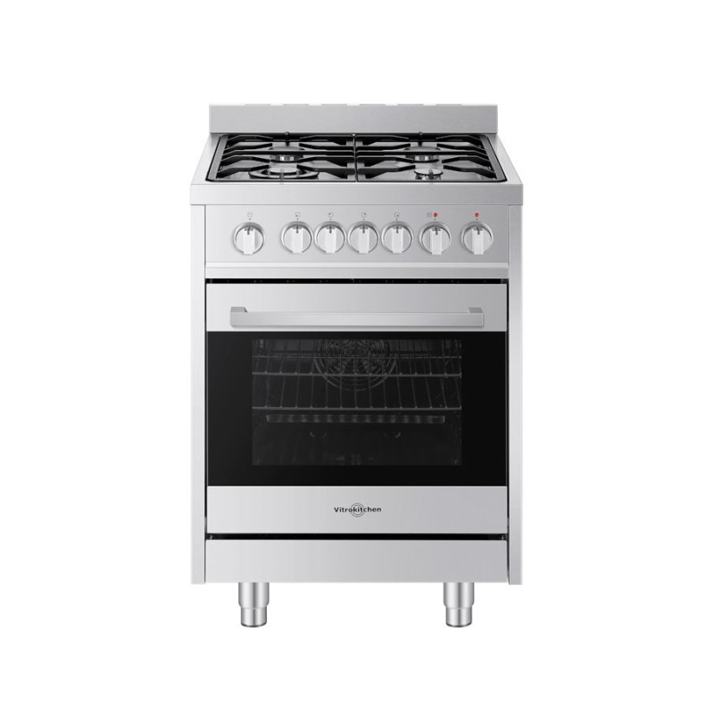 Vitrokitchen STYLISH 60X60 Cocina independiente Eléctrico Encimera de gas Acero inoxidable