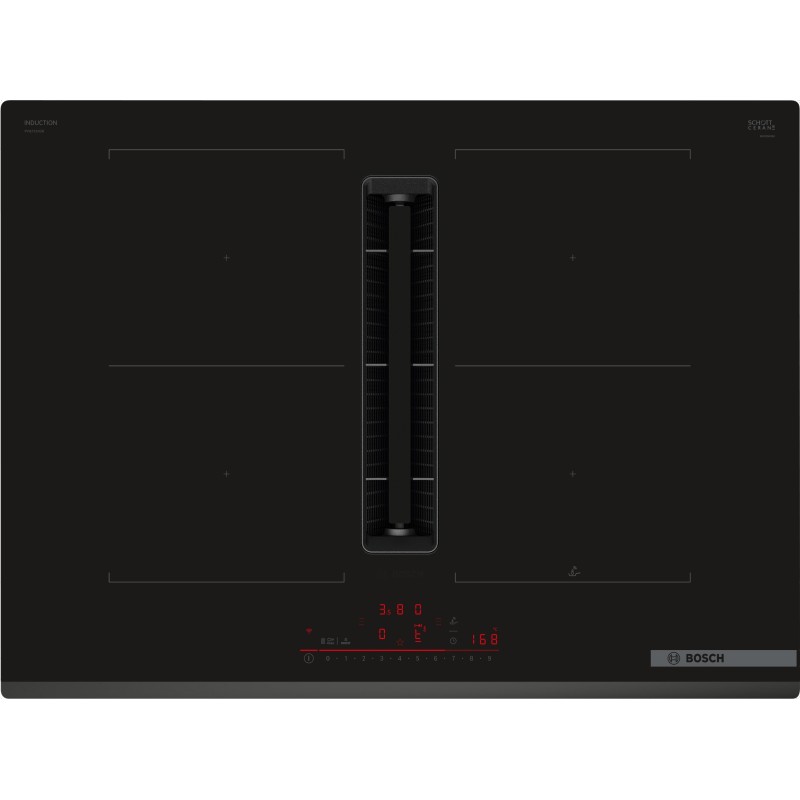 Bosch Serie 6 PVQ731H26E hobs Negro Integrado 71 cm Con placa de inducción 4 zona(s) Campana integrada
