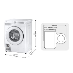 Samsung Lavadora 9kg Blanca AI Ecobubble™, Clasificación Energética A WW90DG6U85HHU3