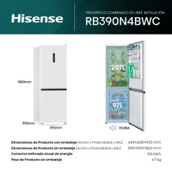 Hisense RB390N4BWC nevera y congelador Independiente 304 L Blanco