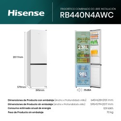 Hisense RB440N4AWC nevera y congelador Independiente 336 L Blanco