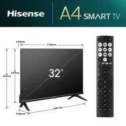Hisense 32A4N 81,3 cm (32") HD Smart TV Wifi Negro 200 cd   m²