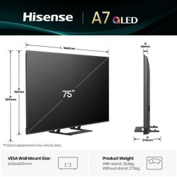 Hisense A7Q 75A7Q 190,5 cm (75") 4K Ultra HD Smart TV Wifi Negro