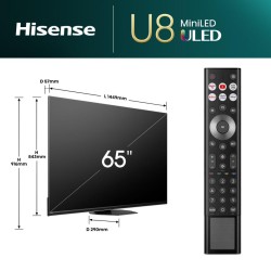 Hisense 65U8NQ 165,1 cm (65") 4K Ultra HD Smart TV Wifi Gris 3000 cd   m²