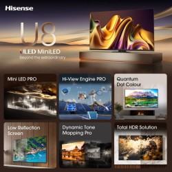 Hisense 65U8NQ 165,1 cm (65") 4K Ultra HD Smart TV Wifi Gris 3000 cd   m²