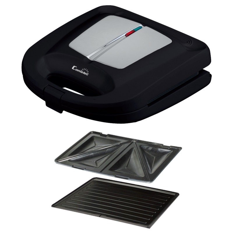 Comelec SA 1216 sandwichera 850 W Negro, Acero inoxidable