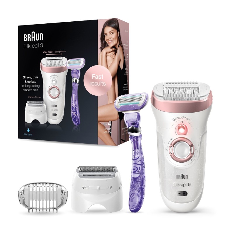 Braun Silk-épil 9 9-870 depiladora 40 pinzas Rosa, Blanco