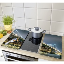 WENKO Brooklyn tabla de cocina para cortar Rectangular Plástico, Vidrio templado, Elastómero termoplástico (TPE) Azul