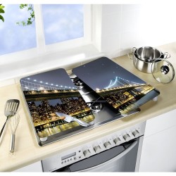 WENKO Brooklyn tabla de cocina para cortar Rectangular Plástico, Vidrio templado, Elastómero termoplástico (TPE) Azul