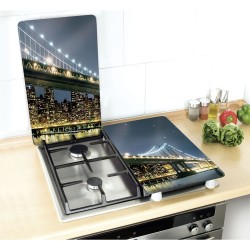 WENKO Brooklyn tabla de cocina para cortar Rectangular Plástico, Vidrio templado, Elastómero termoplástico (TPE) Azul