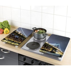 WENKO Brooklyn tabla de cocina para cortar Rectangular Plástico, Vidrio templado, Elastómero termoplástico (TPE) Azul