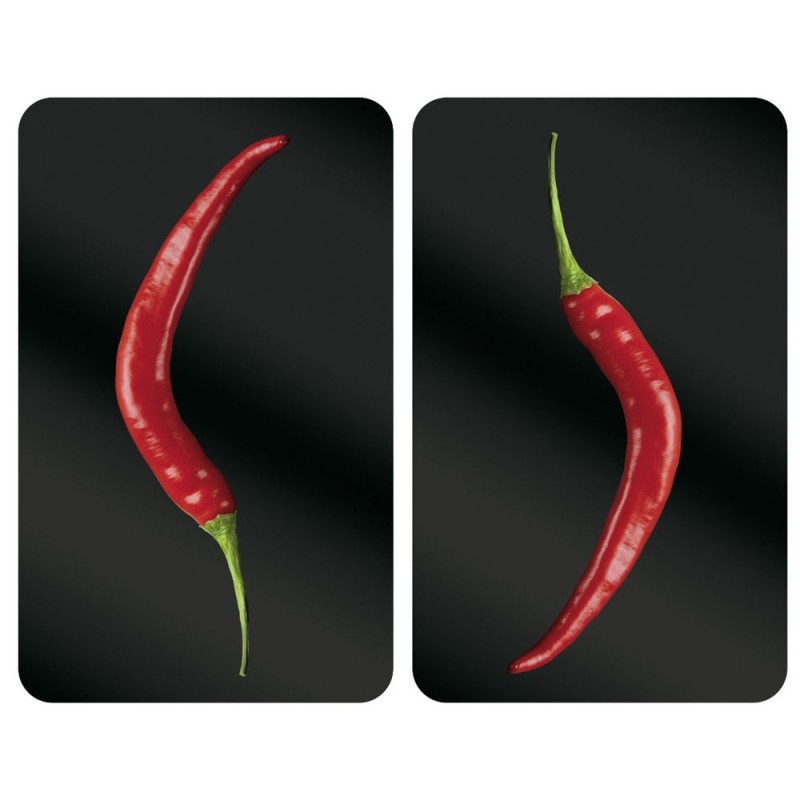 WENKO Hot Peperoni tabla de cocina para cortar Rectangular Plástico, Vidrio templado, Elastómero termoplástico (TPE) Negro, Rojo