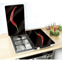 WENKO Hot Peperoni tabla de cocina para cortar Rectangular Plástico, Vidrio templado, Elastómero termoplástico (TPE) Negro, Rojo