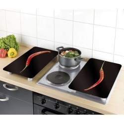 WENKO Hot Peperoni tabla de cocina para cortar Rectangular Plástico, Vidrio templado, Elastómero termoplástico (TPE) Negro, Rojo