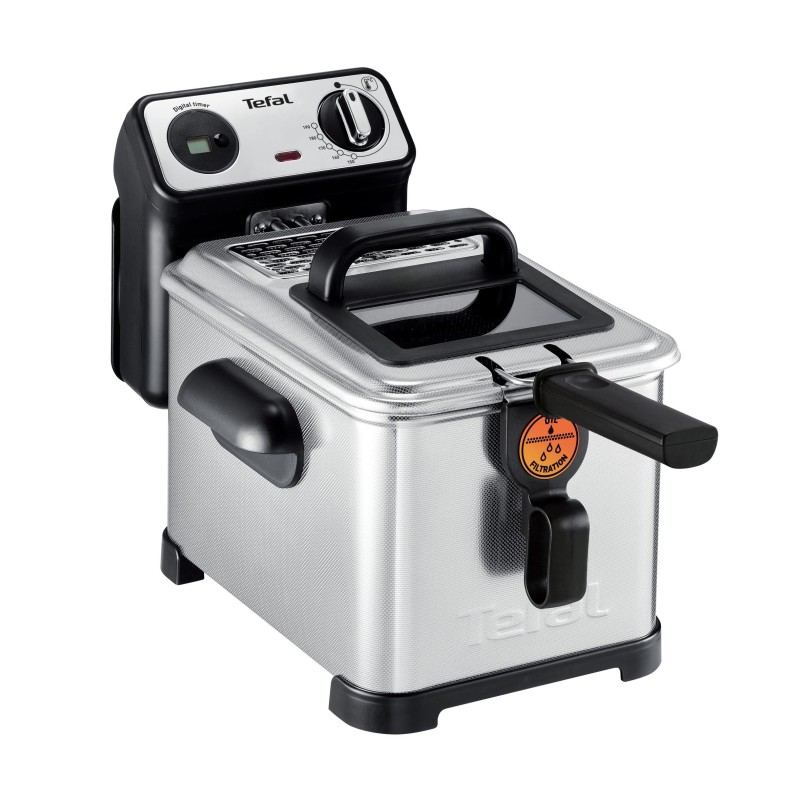 Tefal Filtra Pro FR5111 Sencillo 3 L Independiente 2400 W Freidora Negro, Acero inoxidable