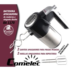 Comelec BA 1170 Batidora de mano 300 W Negro, Acero inoxidable